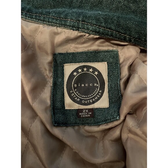 Giacca by Gallery Denim Jacket Womens 2X Blue Quilted Lined Zip Pockets - Picture 6 of 9